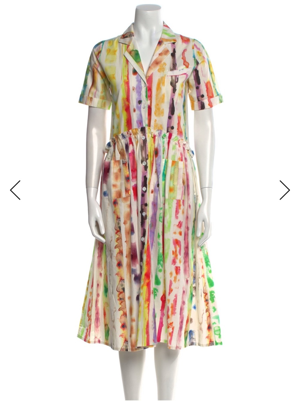 RARE Rosie Assoulin Multicolor Watercolor Stripe Midi Dress